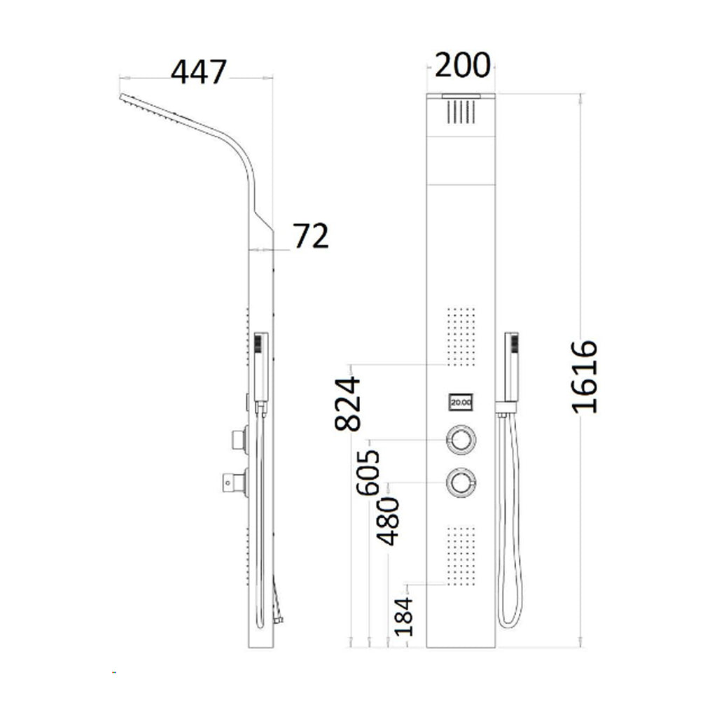 Colonna in acciaio multifunzione anticalcare con miscelatore e display temperatura