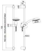 Kit saliscendi con asta per doccia con Miscelatore ad incasso e presa d'acqua tonda