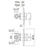 Kit Saliscendi doccia con miscelatore doccia a incasso e presa acqua tonda a muro
