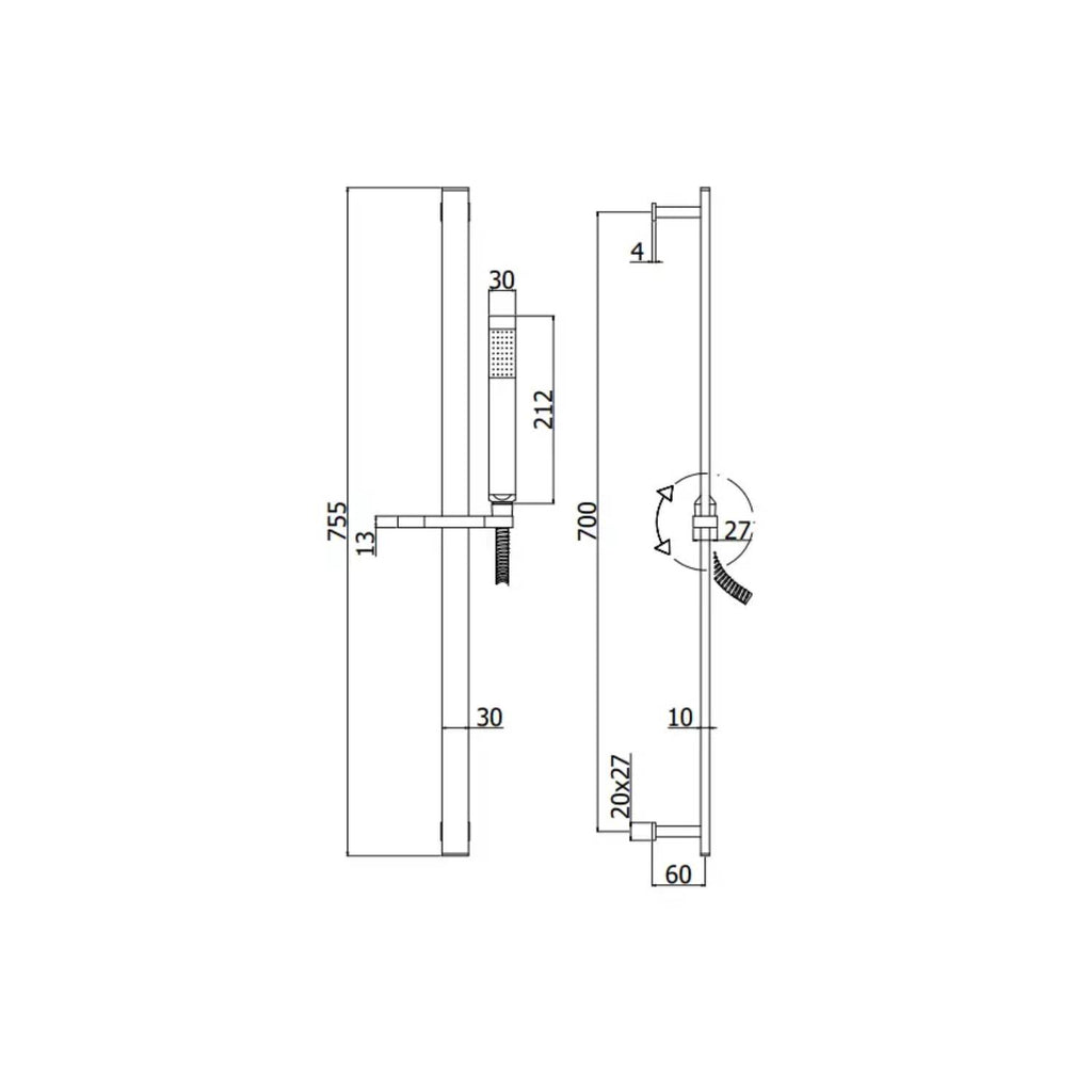Set saliscendi modello Prestige con asta