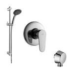 Set Saliscendi con asta Prestige con miscelatore doccia incasso Grenn e presa d'acqua tonda a muro Paffoni