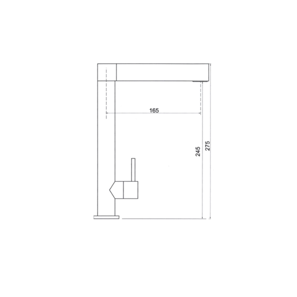Miscelatore cucina canna a taglio in ottone cromato serie Saturno Keller taps