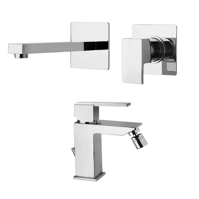 Set di miscelatori Lavabo Incasso e Bidet in ottone Cromo collezione Feel di Mamoli Rubinetterie