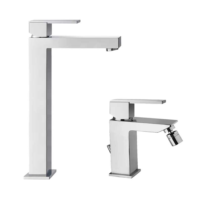 Set di miscelatori Lavabo Alto e Bidet in ottone Cromo collezione Feel di Mamoli Rubinetterie