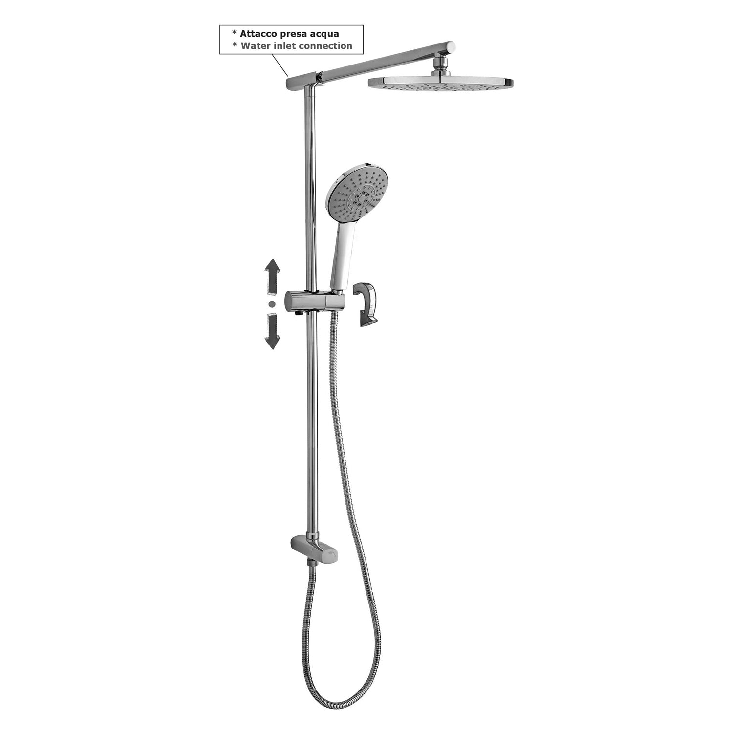 Colonna doccia Up con presa acqua completa di doccia e soffione Paffoni - Cromato