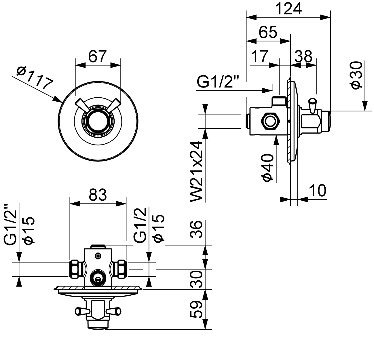 Miscelatore doccia ad incasso temporizzato di MCM con valvole di non ritorno - versione outlet