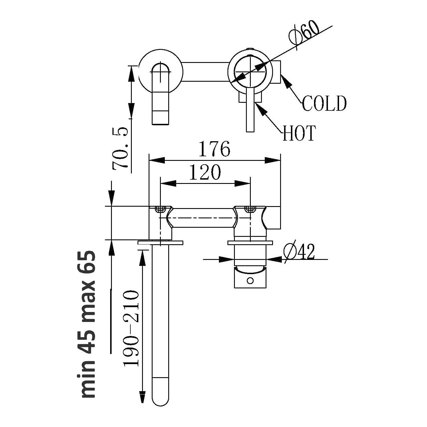 Composizione di miscelatori per lavabo incasso