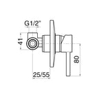 Kit doccia con incasso a una via e soffione tondo 250 mm in ottone cromato Moon
