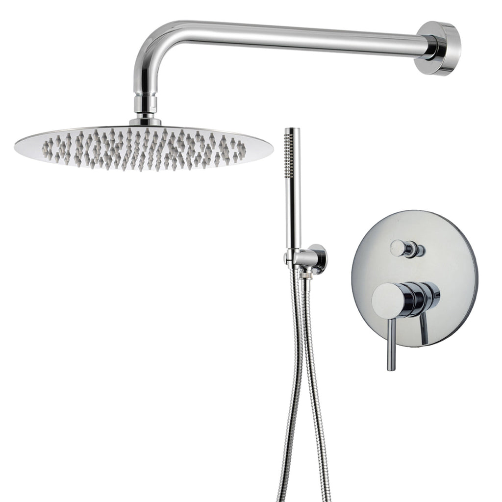Kit doccia con incasso a due vie e soffione tondo 200 mm in ottone cromato Moon