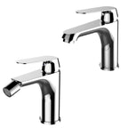 Coppia di miscelatori per lavabo e bidet serie Echo in ottone cromato