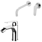 Coppia di miscelatori per lavabo incasso e bidet serie Echo in ottone cromato