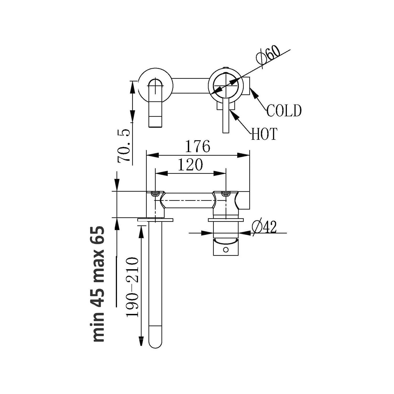 Composizione di miscelatori per lavabo incasso