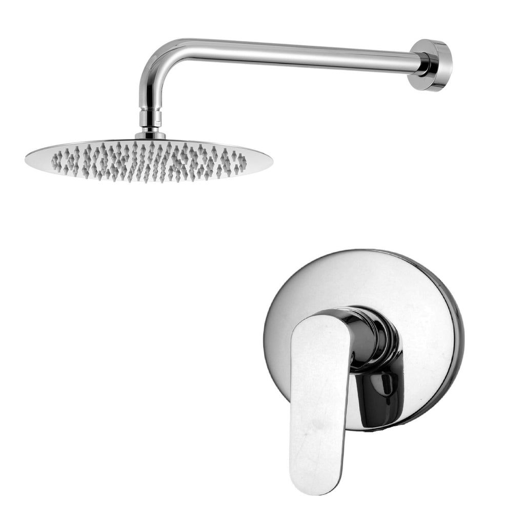 Kit doccia con incasso a una via e soffione tondo 250mm in ottone cromato Echo