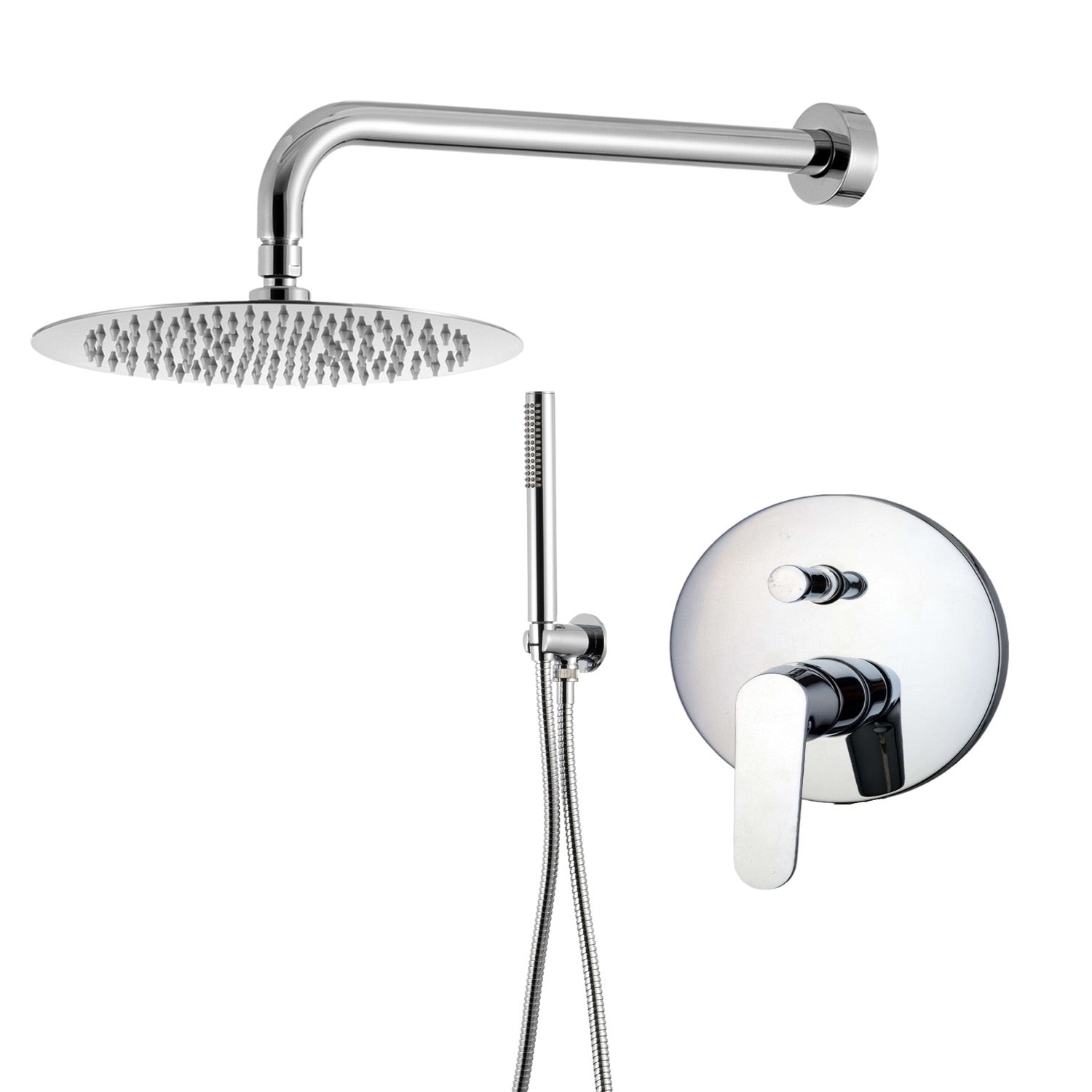 Kit doccia con incasso a due vie e soffione tondo 200mm in ottone cromato Echo