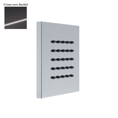 Soffione body jet a parete quadro 100mm in ottone cromo nero