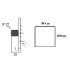 Soffione body jet a parete quadro 100mm in ottone nichel opaco