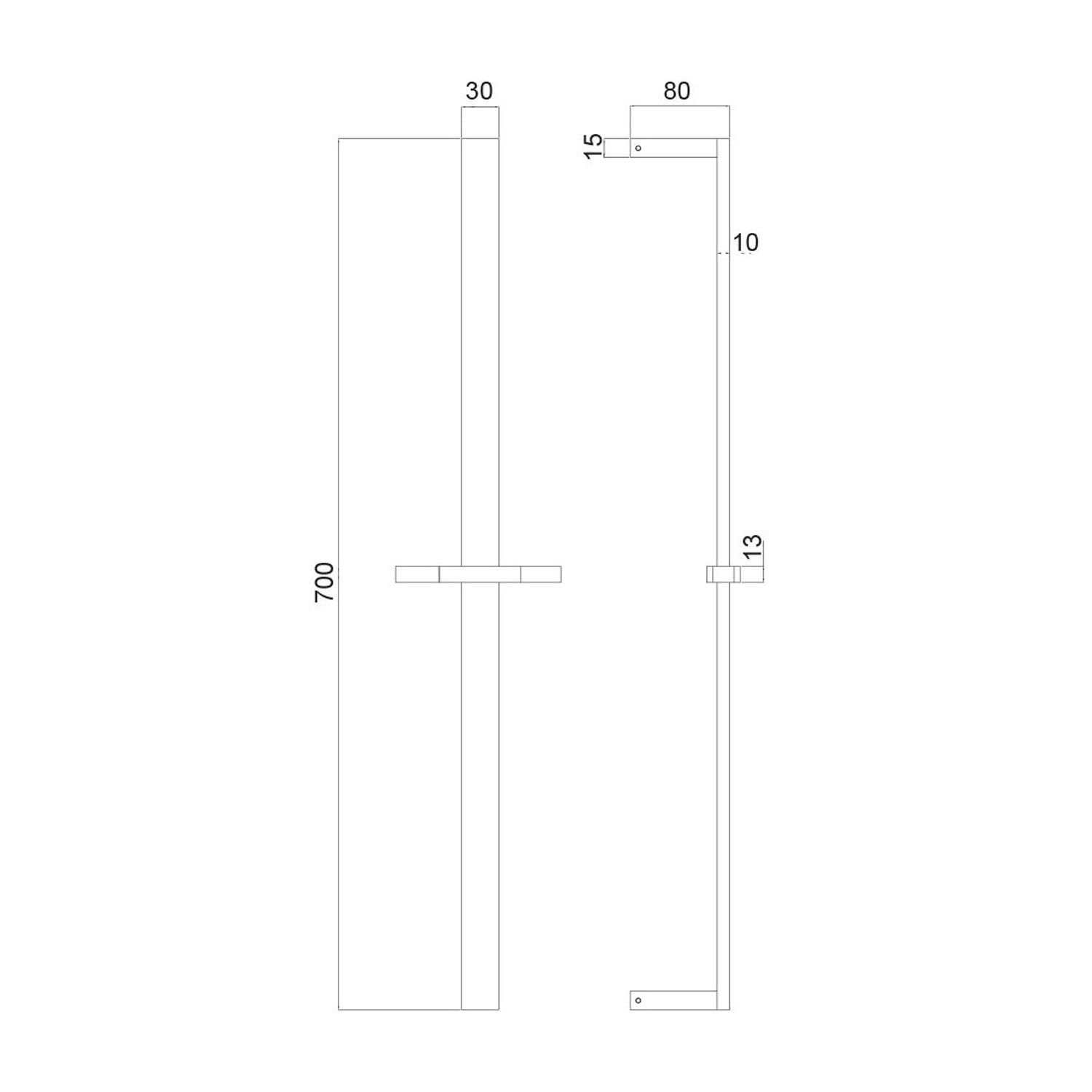 Saliscendi in ottone 10x30mm doccia Glamour e flessibile cromo