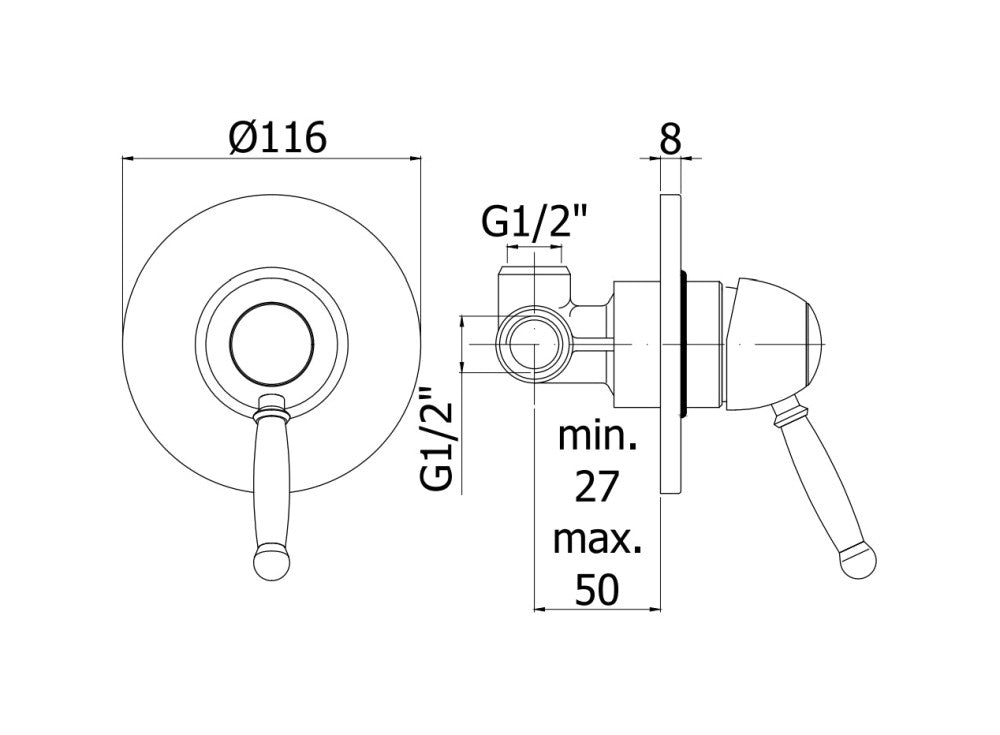 Miscelatore ad  incasso serie Giorgia modello GI010CR cromo Paffoni