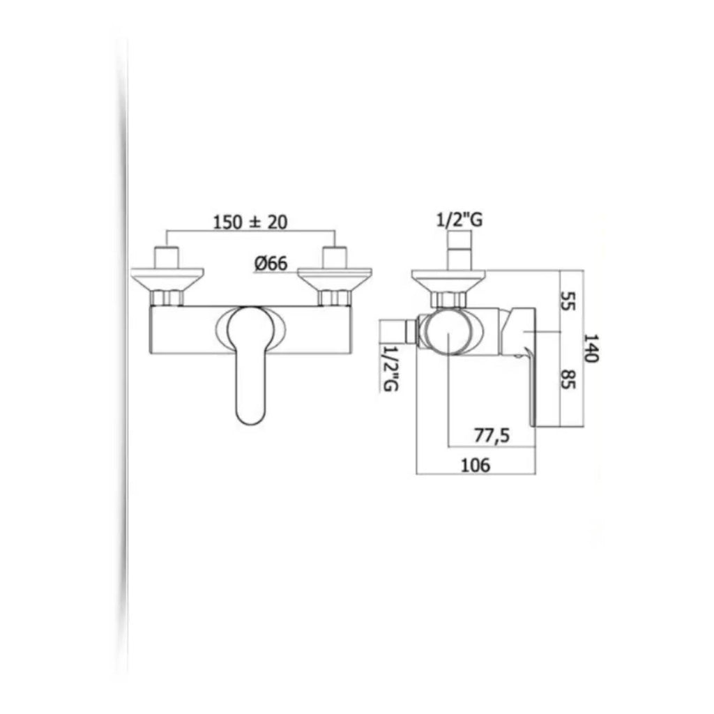 Miscelatore doccia a muro modello BLU168CR esterno 1/2' Paffoni