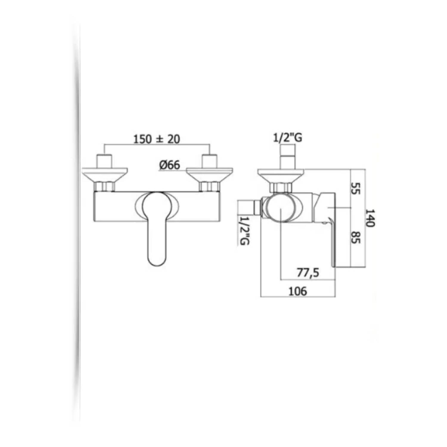 Miscelatore doccia a muro modello BLU168CR esterno 1/2' Paffoni