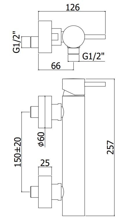 Miscelatore doccia Esterno serie Birillo modello Bi168lcr Senza Doccetta Cromo Paffoni