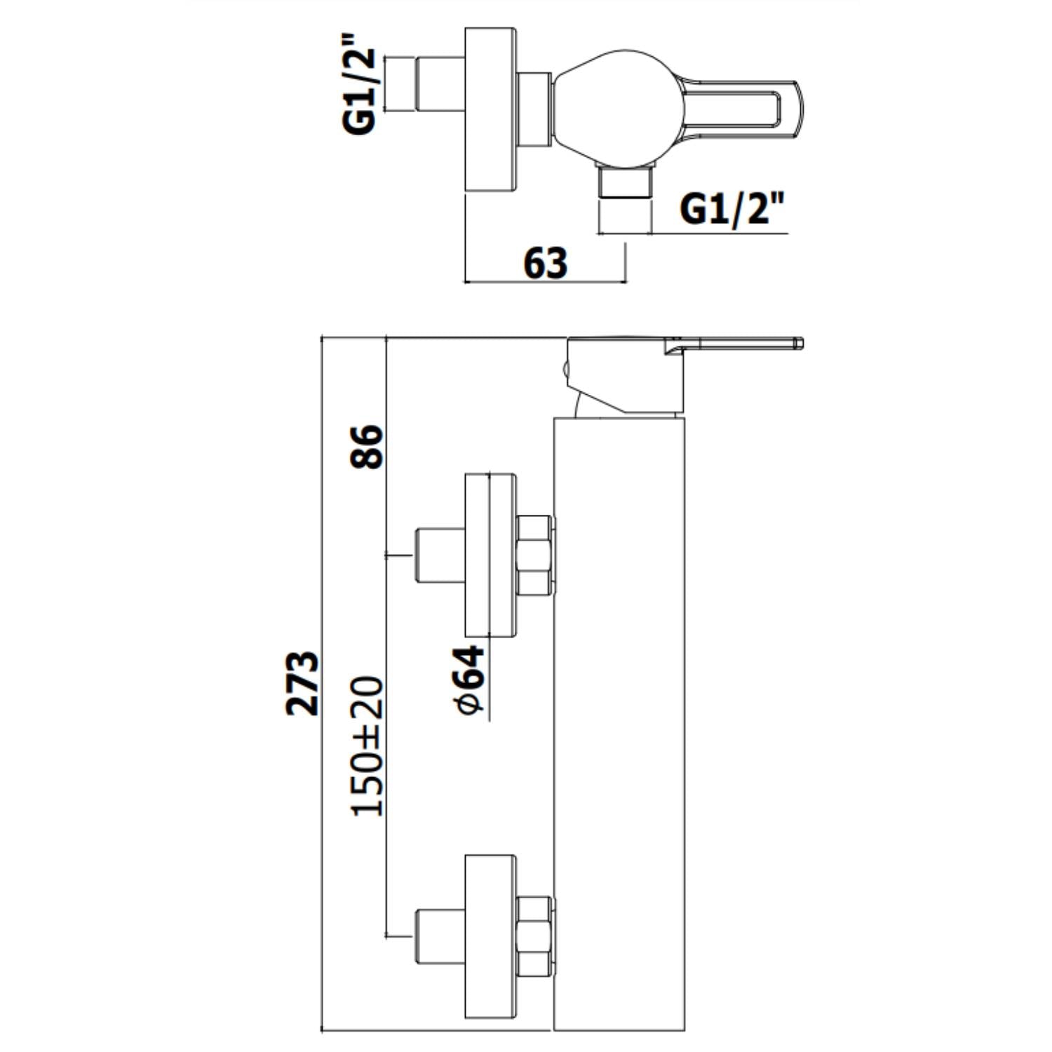 Miscelatore doccia esterno serie Ringo modello Rin168cr cromo Paffoni