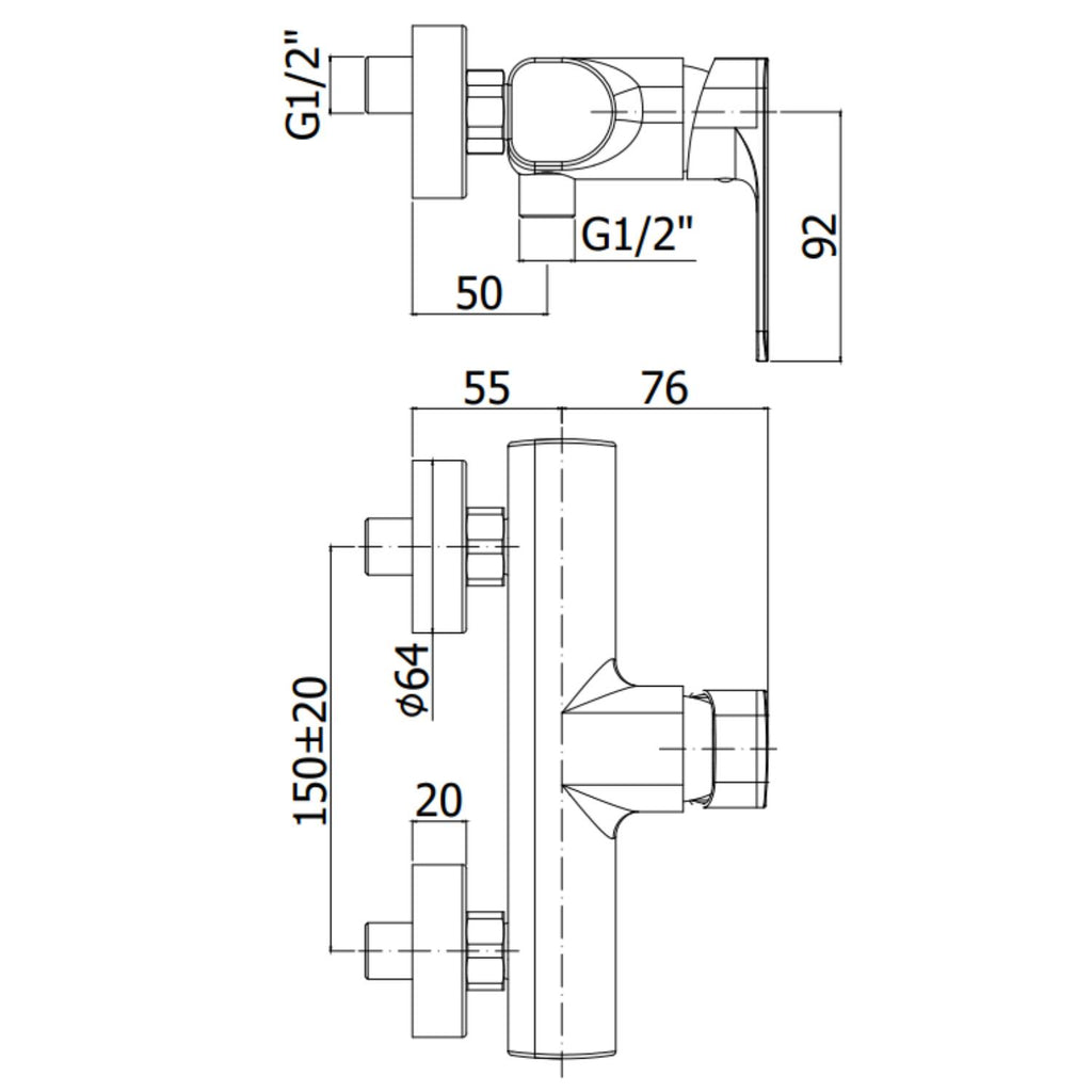 Miscelatore doccia esterno monocomando serie Sly modello Sy168cr