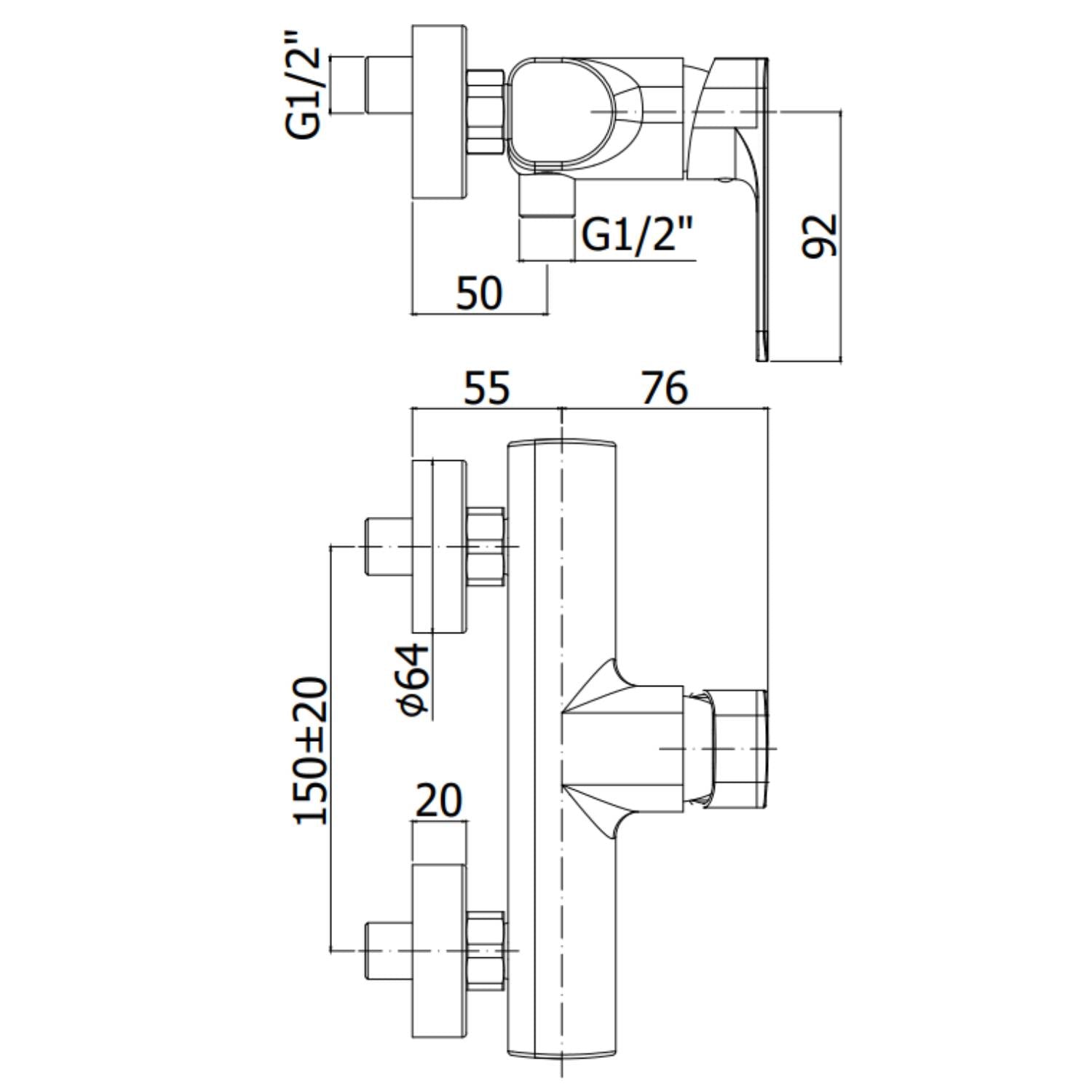 Miscelatore doccia esterno monocomando serie Sly modello Sy168cr