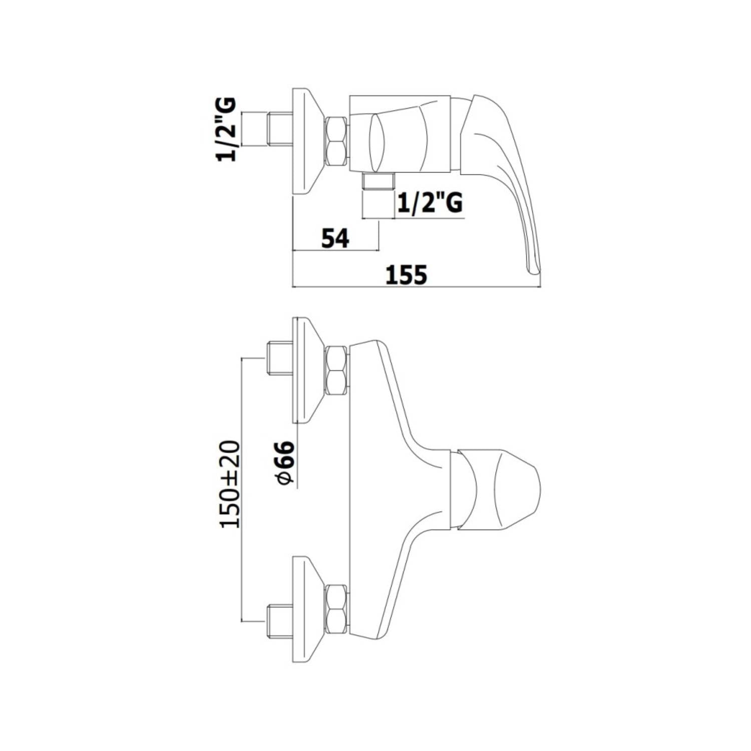 Miscelatore doccia monocomando esterno serie Nettuno due modello Nd168cr cromo Paffoni