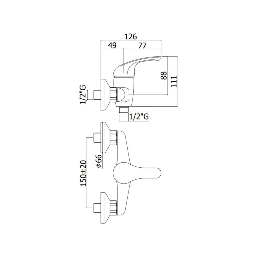 Miscelatore doccia esterno serie Apollo 3 modello APM3168CR  cromo Paffoni