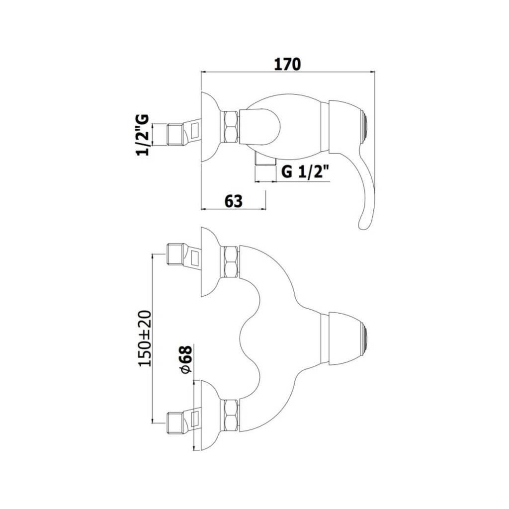 Miscelatore doccia esterno monocomando serie Flavia modello FA168cr cromo Paffoni