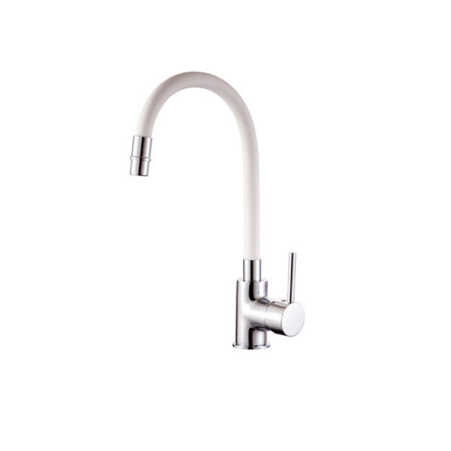 Miscelatore cucina in ottone cromato con canna snodata bianca Keller Taps