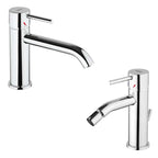 Set di Rubinetti Lavabo a canna lunga e Bidet con scarico in ottone Cromo collezione Pico di Mamoli Rubinetterie