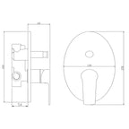 Miscelatore monocomando a incasso doccia con deviatore RubiFlux serie Margaret - Cromo