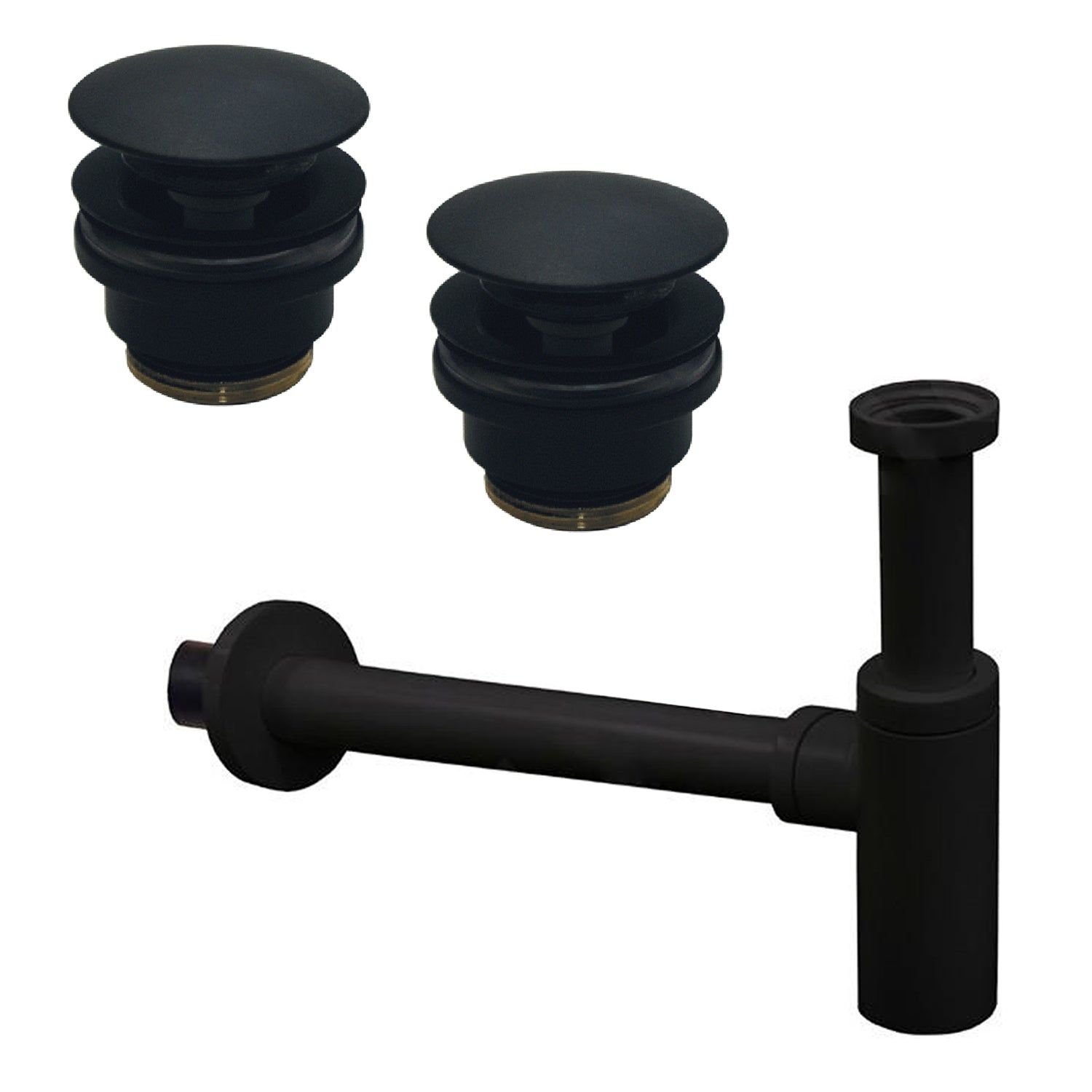 Set 2 Pilette click clack per lavabi con troppo pieno e sifone Paffoni Light Exclusive Edition versione Nero Opaco