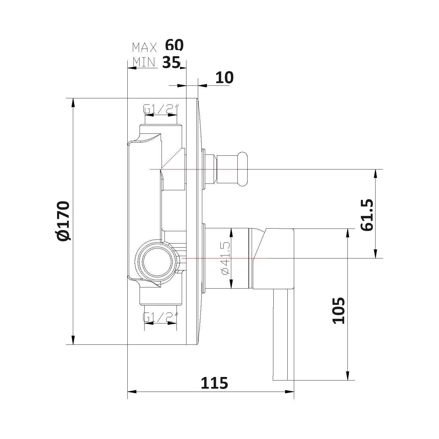 Miscelatore doccia ad incasso due vie Hopper in ottone cromato