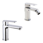 Coppia di miscelatori per lavabo e bidet serie Hopper in ottone cromato