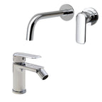 Coppia di miscelatori per lavabo incasso e bidet serie Hopper in ottone cromato
