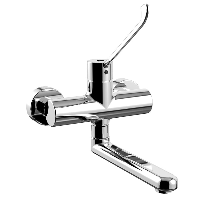 Miscelatore lavello a muro con canna piatta e leva clinica CANDY