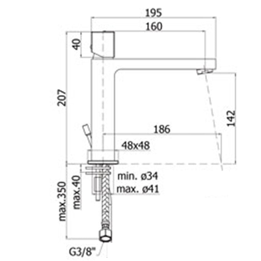 Miscelatore lavabo medio senza scarico Paffoni Elle con leva Cubo