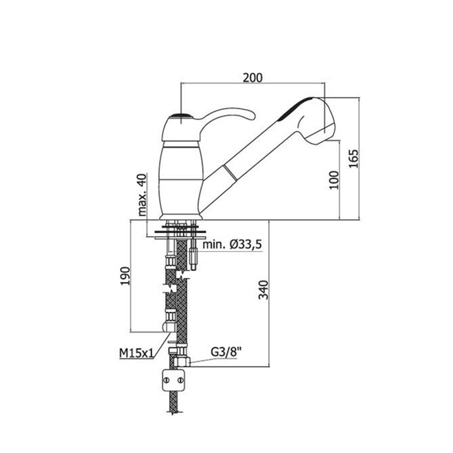 Miscelatore lavello monoforo doccetta 2 getti modello FA183CR by Paffoni