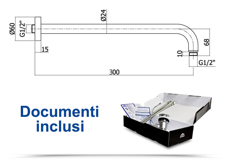 Braccio doccia Paffoni 30 cm