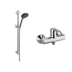 Set Saliscendi con asta modello prestige Crag e miscelatore doccia a muro esterno Paffoni