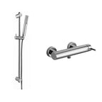 Set saliscendi con doccia tonda minimale e miscelatore doccia esterno cromo