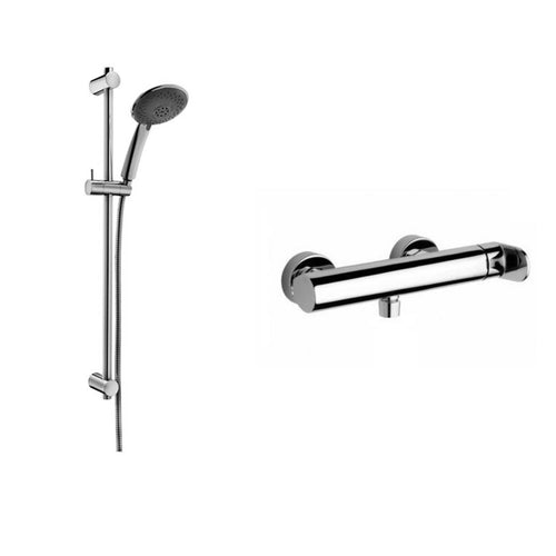 Set saliscendi con asta per doccia Prestige con miscelatore doccia esterno Candy  cromo Paffoni