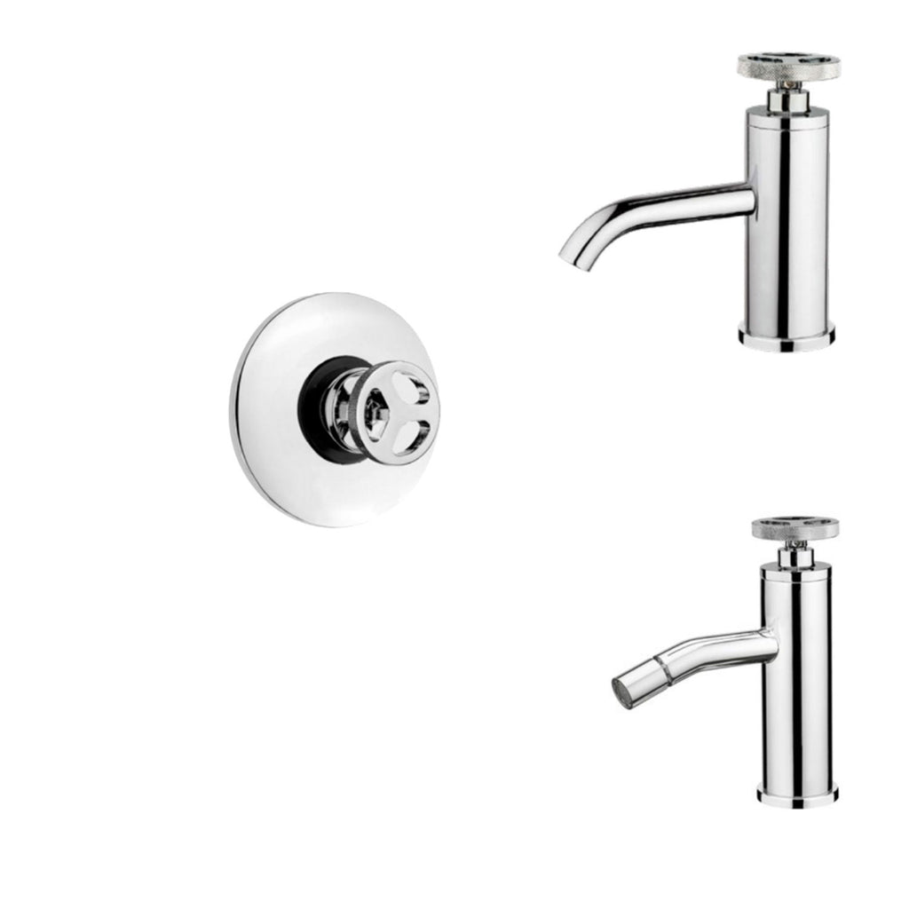 Kit miscelatori lavabo+bidet+doccia in ottone cromato con scarico click-clack serie MimÃ¬ Keller Taps