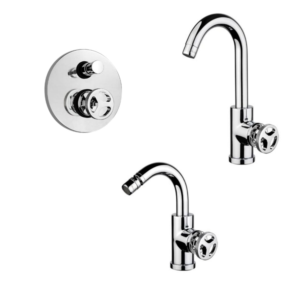 Kit miscelatori lavabo+bidet+doccia con deviatore a 2 uscite serie MimÃ¬ Keller Taps
