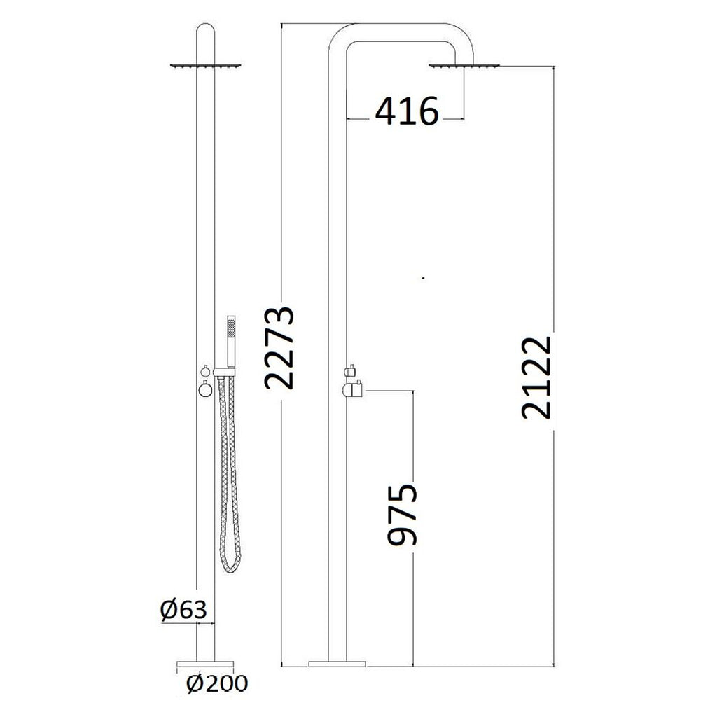 Colonna doccia in acciaio inox 316