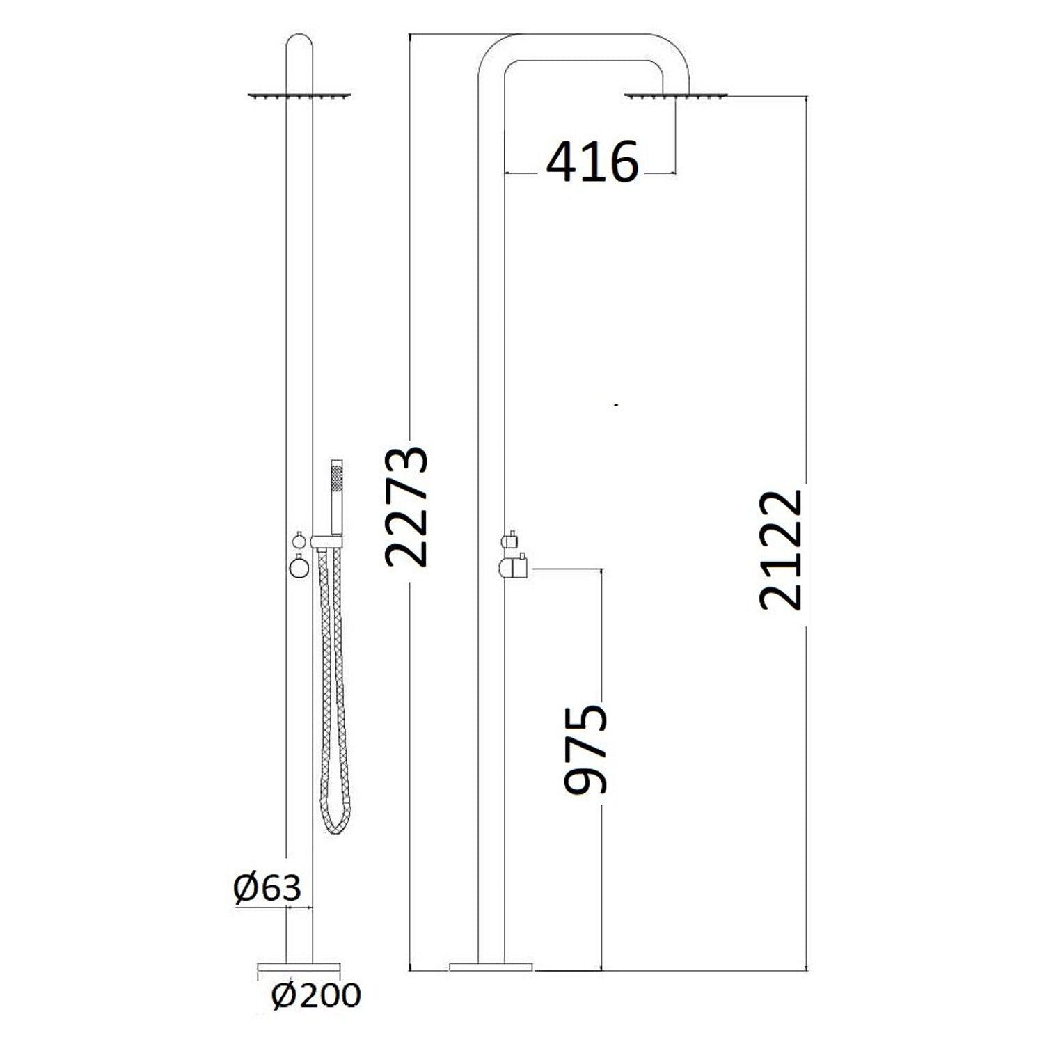 Colonna doccia in acciaio inox 316