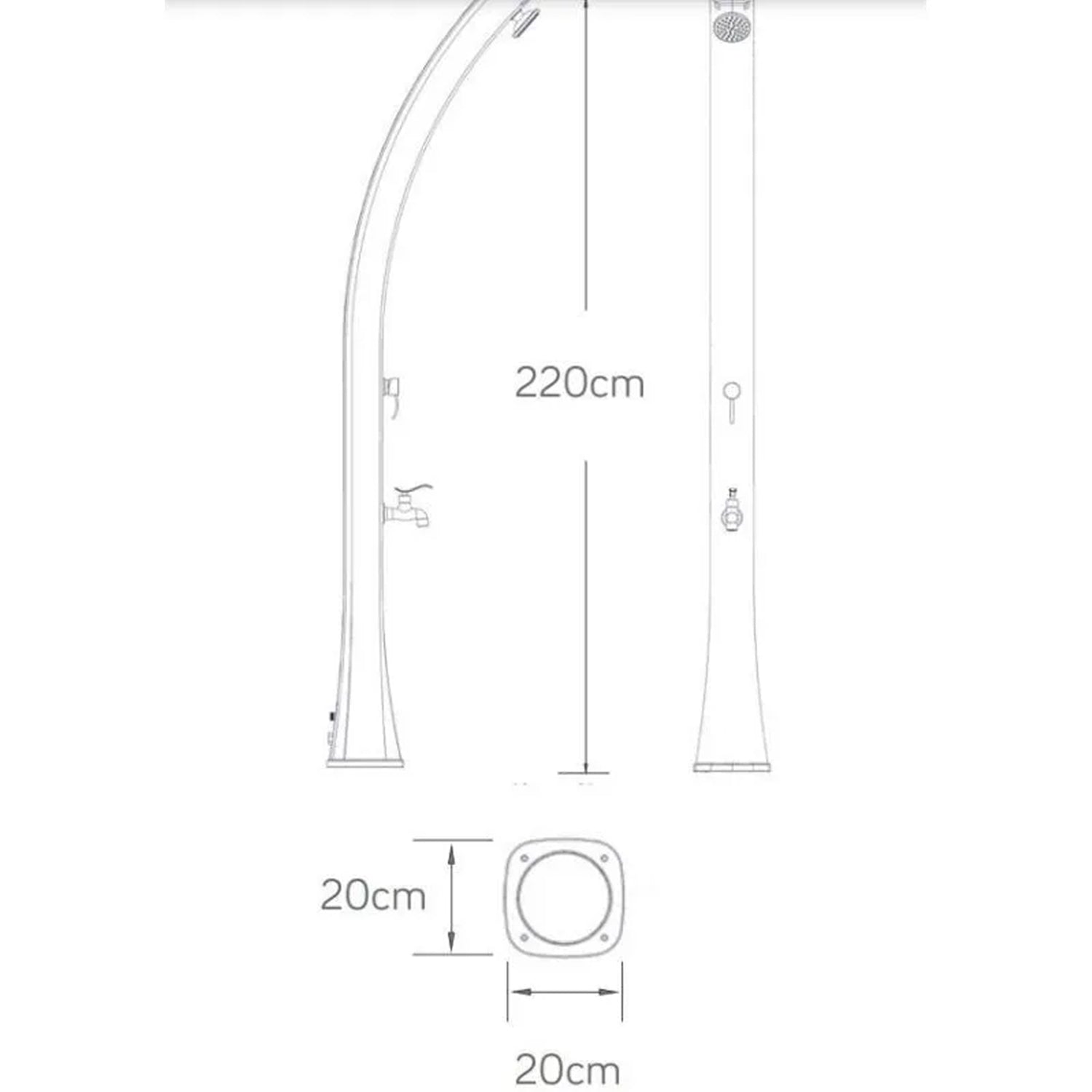 Colonna doccia solare in HDPE blu